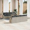 vidaXL Ensemble de canap&eacute; de jardin 9 pcs Gris clair Poly Rattan