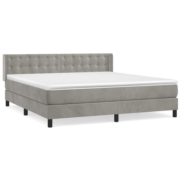 vidaXL Sommier &agrave; lattes de lit et matelas Gris clair 160x200cm Velours
