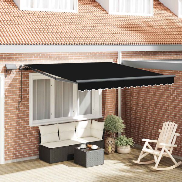 vidaXL Auvent Rétractable Noir 300 x 250 cm tissu
