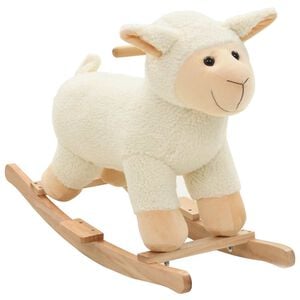 vidaXL Mouton &agrave; bascule Peluche 78x34x58 cm Blanc