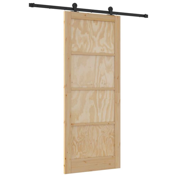 vidaXL Porte coulissante Naturel et Noir 86 x 211 cm Pin massif