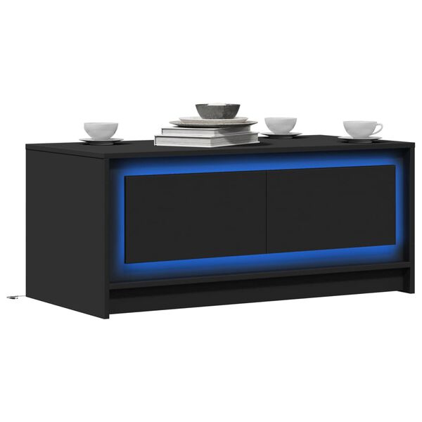 vidaXL Table basse avec lumi&egrave;res LED noir bois d'ing&eacute;nierie