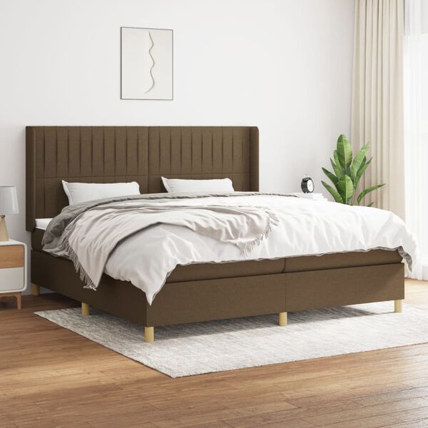 vidaXL Sommier &agrave; lattes de lit avec matelas Marron fonc&eacute; 200x200 cm