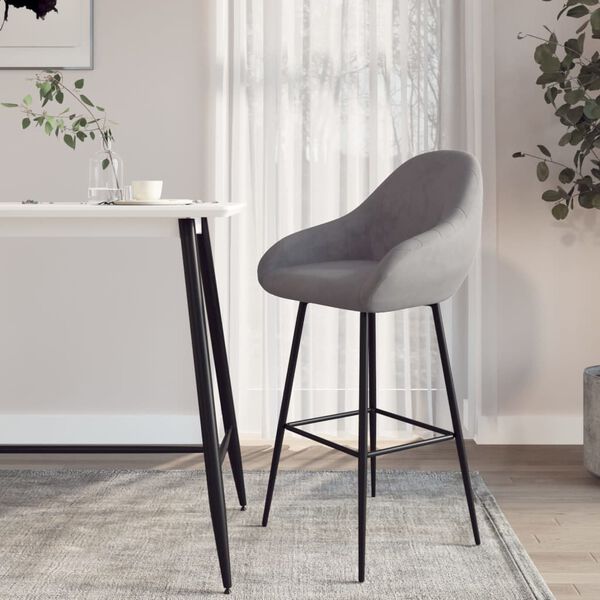 vidaXL Tabouret de bar Gris clair Velours