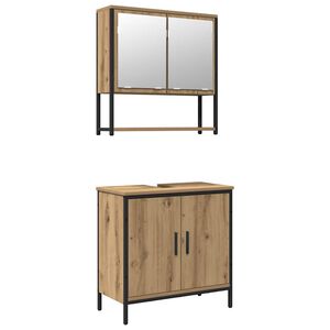 vidaXL Ensemble de mobilier de salle de bain avec &eacute;tag&egrave;re 2 pcs Marron
