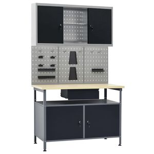 vidaXL &Eacute;tabli avec 3 panneaux muraux et 1 armoire