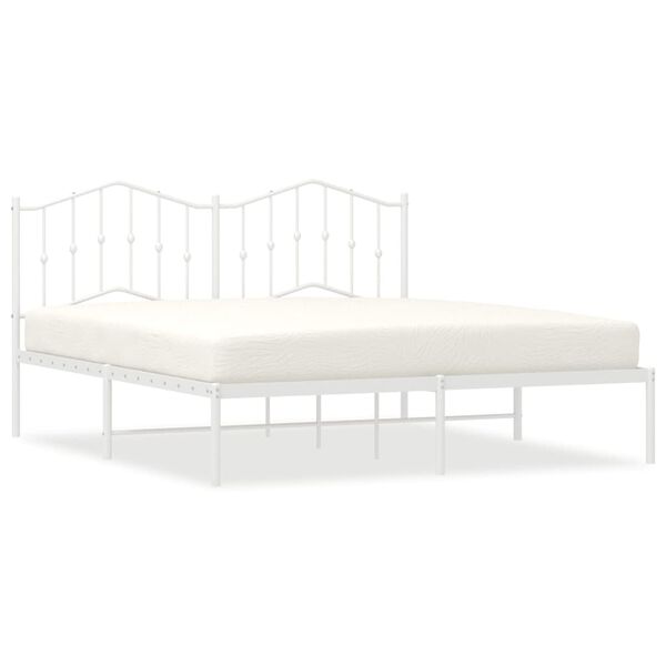 vidaXL Cadre de lit m&eacute;tal sans matelas et t&ecirc;te de lit blanc 180x200 cm