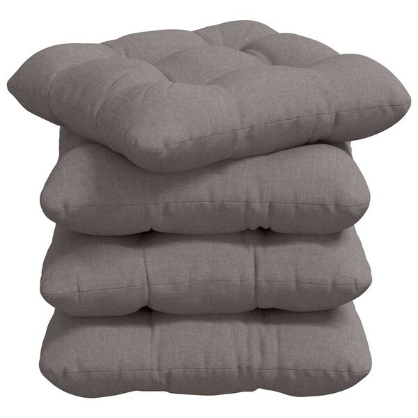 vidaXL Coussins de si&egrave;ge 4 pcs Taupe 40 x 40 x 12 cm tissu