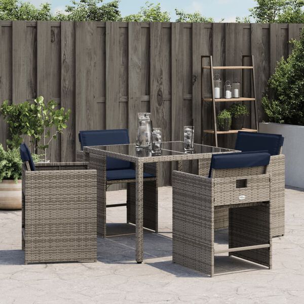 vidaXL Chaises de jardin avec coussins lot de 4 gris résine tressée