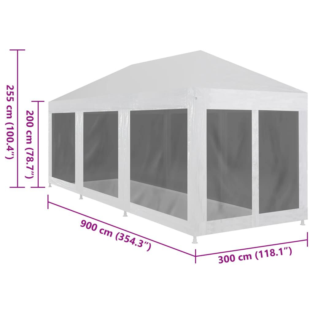 Tente De Fête VidaXL - Dimensions 8x4 M, Hauteur 2,62 M - 12 Parois Latérales Anthracite - En Polyéthylène - Pour événements Extérieurs (jusqu'à 20 Personnes) - 2