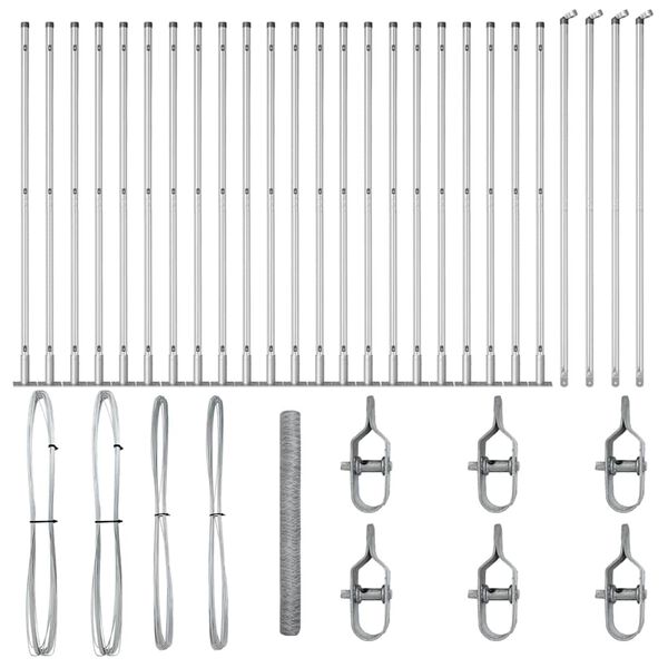 vidaXL Poteau de cl&ocirc;ture. Argent&eacute; 50 x 1,5 m (maille de 36 mm) Acier