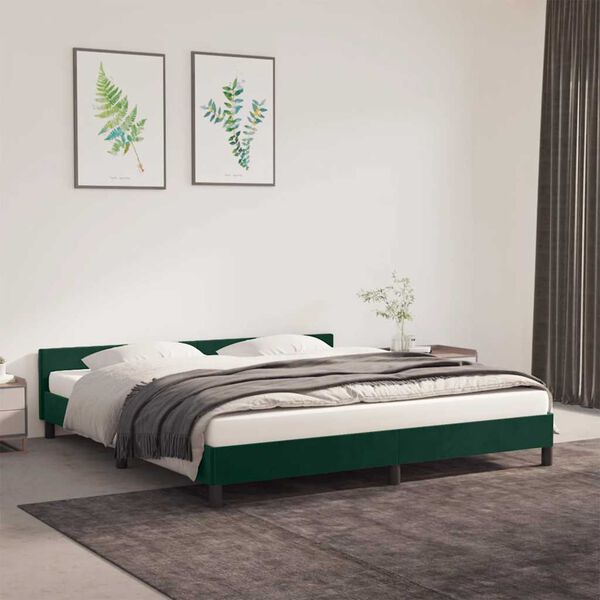 vidaXL Cadre de lit sans matelas vert fonc&eacute; 160x200 cm velours