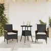 vidaXL Ensemble &agrave; manger de jardin et coussins 3 pcs noir rotin verre