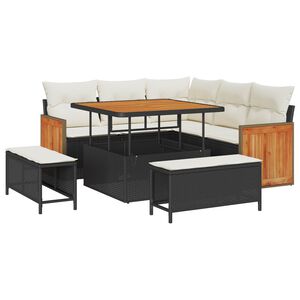 vidaXL Ensemble de canap&eacute; de jardin avec coussin 8 pcs Noir et Cr&egrave;me