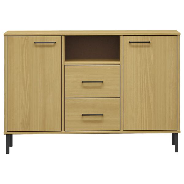 vidaXL Buffet avec pieds en métal Marron 113x40x77 cm Bois massif OSLO