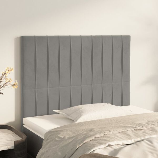 vidaXL Tête de lit Gris clair 80x5x118/128 cm Velours