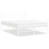 vidaXL Cadre de lit m&eacute;tal sans matelas et pied de lit blanc 140x190 cm