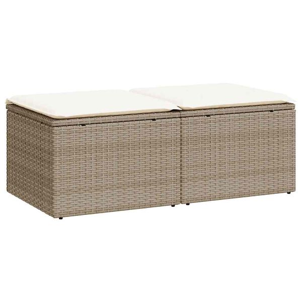 vidaXL Salon de jardin avec coussins 2 pcs beige résine tressée acacia