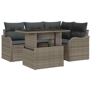 vidaXL Ensemble de canap&eacute; de jardin 5 pc Gris Poly Rattan