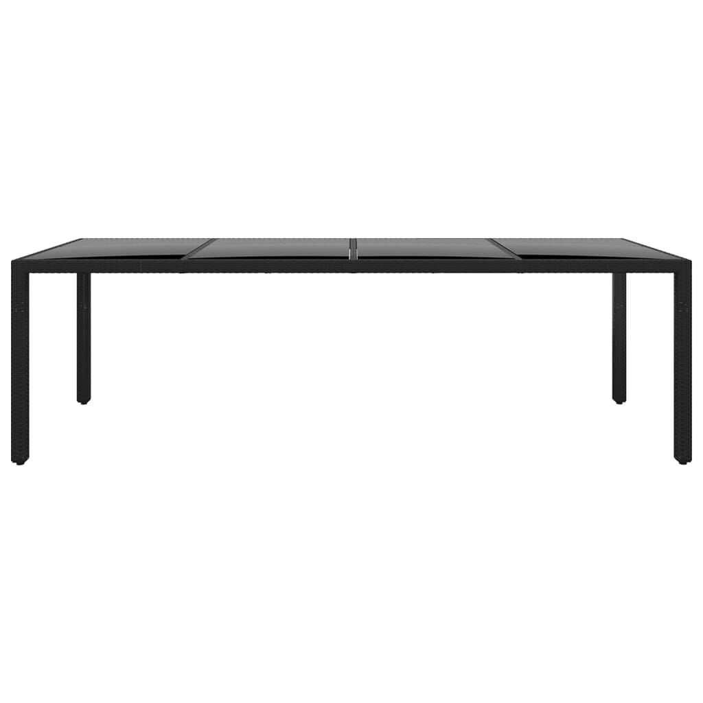 Table De Jardin Extensible En Résine Tressée Et Verre Trempé - 250x100 Cm - Gris/Noir/Beige/Marron - Idéale Terrasse, Patio, Extérieur - 10