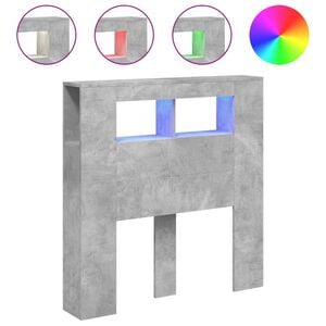 vidaXL T&ecirc;te de lit &agrave; LED gris b&eacute;ton 100x18,5x103,5cm bois d'ing&eacute;nierie