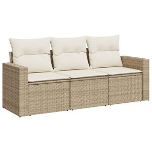 vidaXL Salon de jardin avec coussins 3 pcs beige r&eacute;sine tress&eacute;e