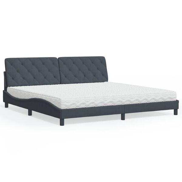 vidaXL Lit avec matelas gris fonc&eacute; 200x200 cm velours