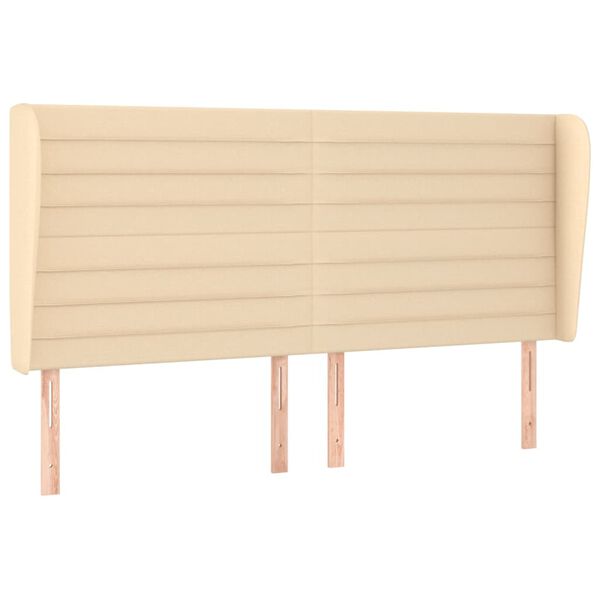 vidaXL T&ecirc;te de lit avec oreilles Cr&egrave;me 183x23x118/128 cm Tissu