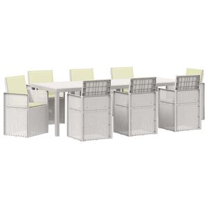 vidaXL Ensemble de salle &agrave; manger pour jardin 9 pc Blanc et cr&egrave;me PP