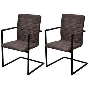 vidaXL Chaises &agrave; manger cantilever lot de 2 marron fonc&eacute; similicuir