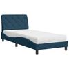 vidaXL Lit avec matelas bleu 90x190 cm velours