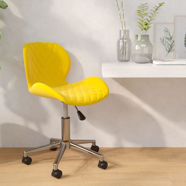 vidaXL Chaise pivotante de salle &agrave; manger Jaune moutarde Velours