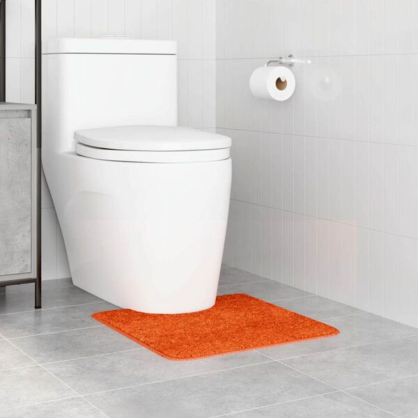 vidaXL Tapis de bain antid&eacute;rapant avec d&eacute;coupe pour toilette Orange
