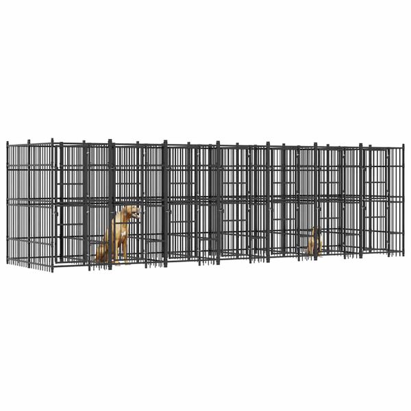 vidaXL Chenil d'ext&eacute;rieur pour chiens Acier 12,9 m&sup2;