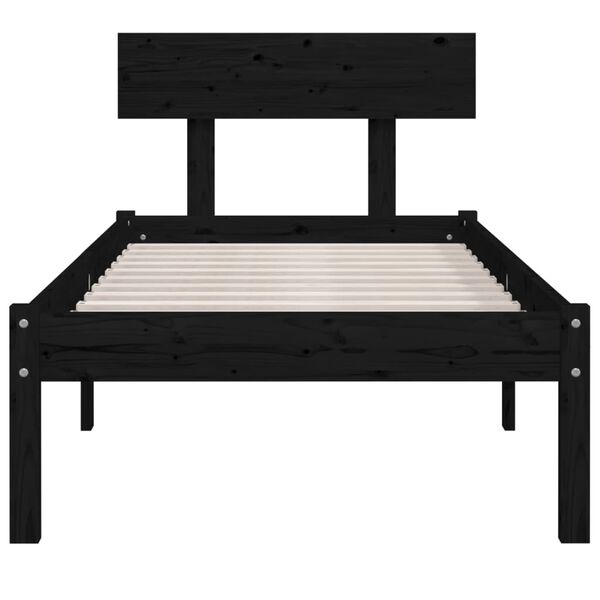 vidaXL Cadre de lit sans matelas noir bois massif 90x200 cm