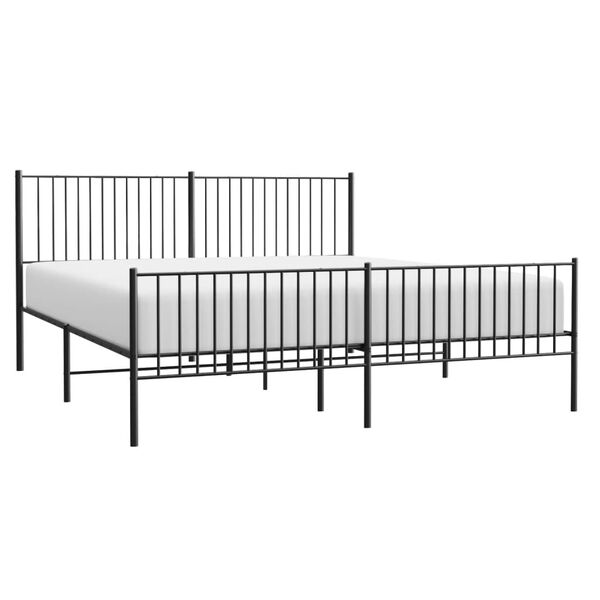 vidaXL Cadre de lit m&eacute;tal sans matelas avec pied de lit noir 200x200cm
