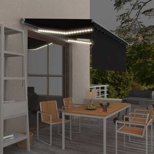 vidaXL Auvent manuel r&eacute;tractable et store et LED 3x2,5 m Anthracite