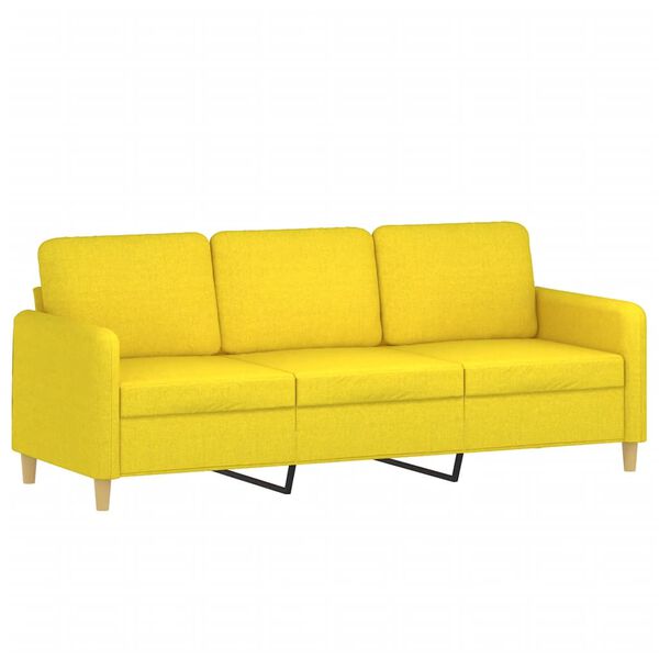 vidaXL Ensemble de canapés 2 pcs avec coussins jaune clair tissu