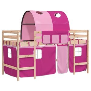 vidaXL Lit mezzanine enfants avec tunnel sans matelas rose 80x200 cm