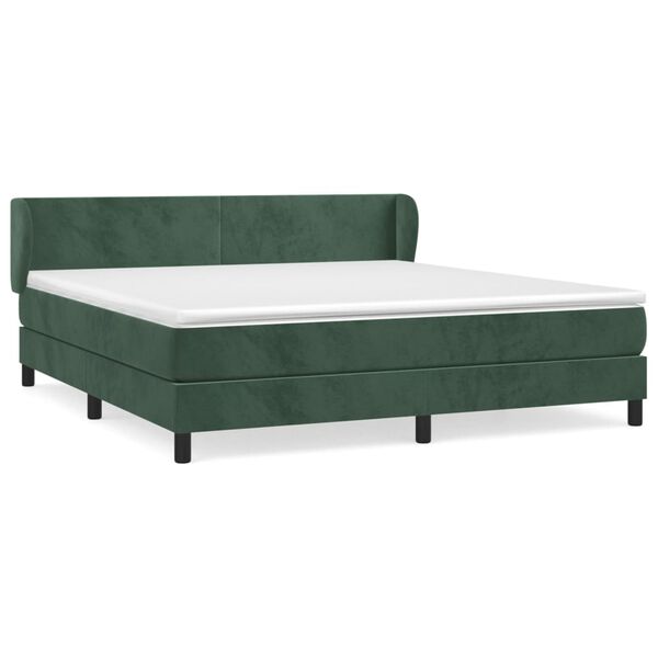 vidaXL Sommier &agrave; lattes de lit et matelas Vert fonc&eacute; 160x200cm Velours