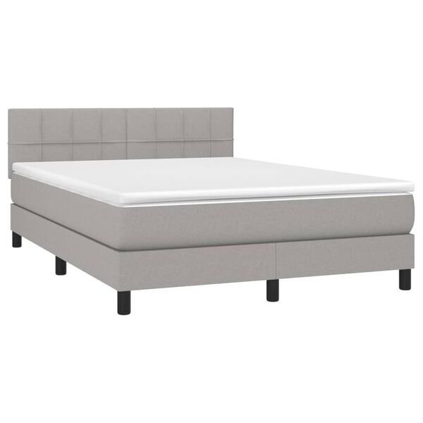 vidaXL Sommier &agrave; lattes de lit avec matelas Gris clair 140x200cm Tissu