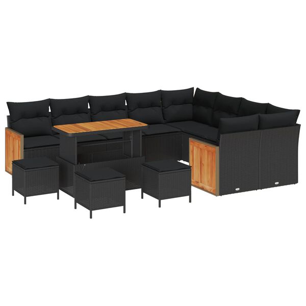vidaXL Ensemble de canap&eacute; de jardin 13 pcs Noir 110 x 55 x 71 cm