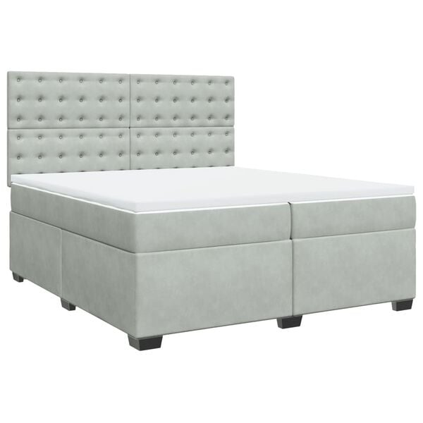 vidaXL Sommier &agrave; lattes de lit et matelas Gris clair 200x200cm Velours