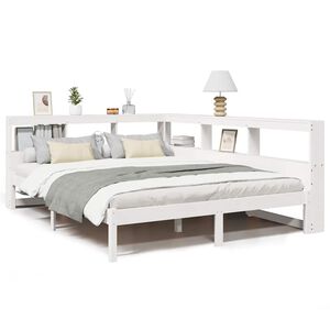 vidaXL Lit biblioth&egrave;que sans matelas blanc 150x200 cm bois pin massif