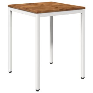 vidaXL Table de d&icirc;ner de jardin Naturel et Blanc 60 x 60,5 x 75 cm