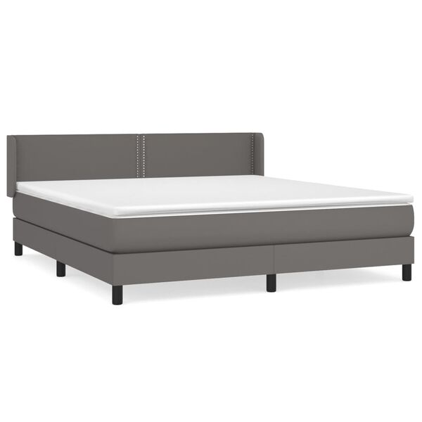 vidaXL Sommier &agrave; lattes de lit avec matelas Gris 160x200 cm Similicuir