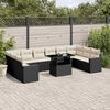 vidaXL Salon de jardin 11 pcs avec coussins noir r&eacute;sine tress&eacute;e