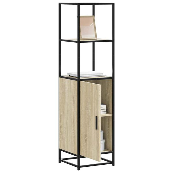 vidaXL Buffet haut ch&ecirc;ne sonoma 35,5x35x139 cm bois d'ing&eacute;nierie m&eacute;tal