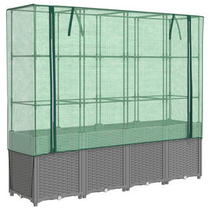 vidaXL Jardini&egrave;re sur&eacute;lev&eacute;e avec housse aspect rotin 160x40x153 cm