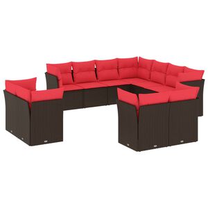 vidaXL Salon de jardin et coussins 11 pcs marron r&eacute;sine tress&eacute;e